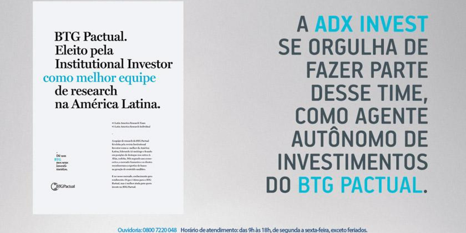 BTG Pactual: Eleita pela Institutional Investor como melhor equipe de research na América Latina